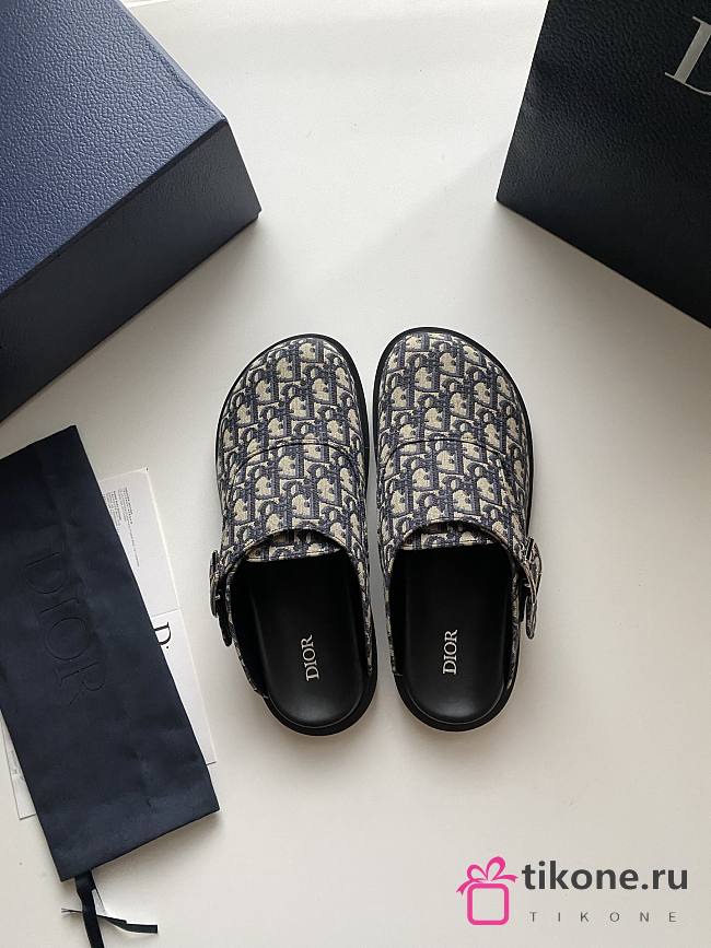 Dior Aqua Mule Beige and Black Dior Oblique Jacquard - 1