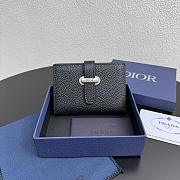 Dior Normandie Bifold Card Holder Black Grained Calfskin - 11x8x1.5cm - 6