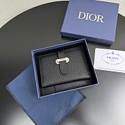 Dior Normandie Bifold Card Holder Black Grained Calfskin - 11x8x1.5cm - 5