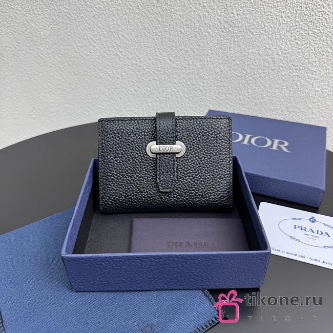 Dior Normandie Bifold Card Holder Black Grained Calfskin - 11x8x1.5cm - 1