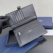 Dior Normandie Long Bifold Wallet Black Grained Calfskin - 18x9x2cm - 6