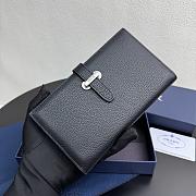 Dior Normandie Long Bifold Wallet Black Grained Calfskin - 18x9x2cm - 4
