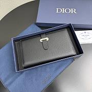 Dior Normandie Long Bifold Wallet Black Grained Calfskin - 18x9x2cm - 5