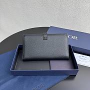 Dior Normandie Long Bifold Wallet Black Grained Calfskin - 18x9x2cm - 3