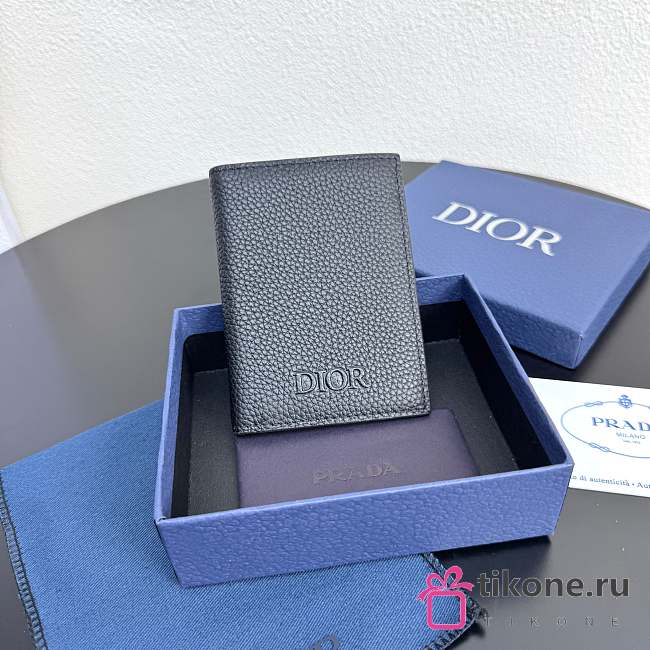 Dior Prive Vertical Bifold Card Holder Black Dior Icons Calfskin - 11x8x1.5cm - 1