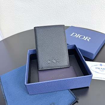 Dior Prive Vertical Bifold Card Holder Black Dior Icons Calfskin - 11x8x1.5cm