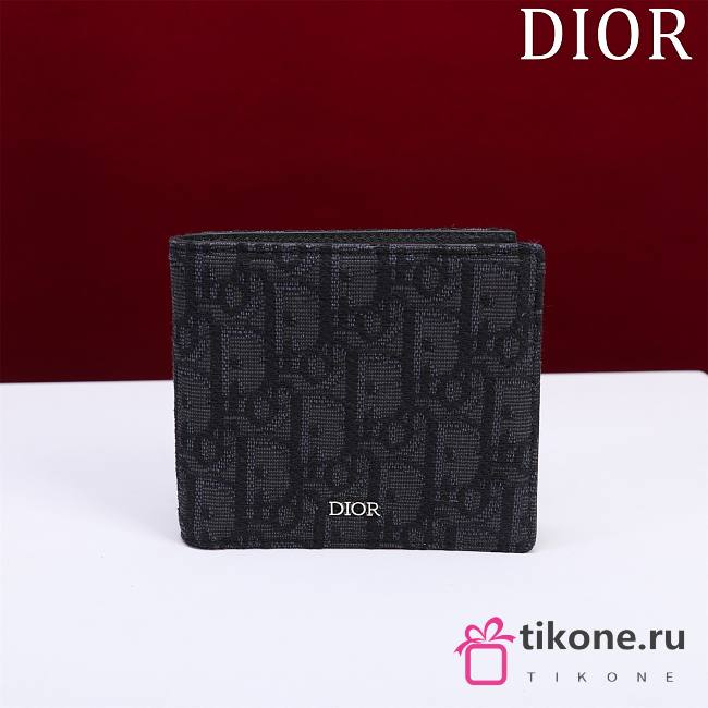 Bifold Wallet Black Dior Oblique Jacquard - 11x10x1.5cm - 1