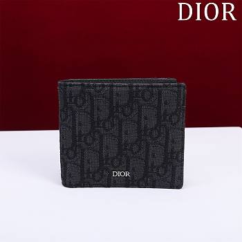 Bifold Wallet Black Dior Oblique Jacquard - 11x10x1.5cm