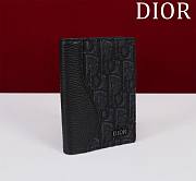 Saddle Bifold Card Holder Black Grained Calfskin and Dior Oblique Jacquard - 8x11.5x2cm - 5