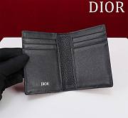 Saddle Bifold Card Holder Black Grained Calfskin and Dior Oblique Jacquard - 8x11.5x2cm - 3