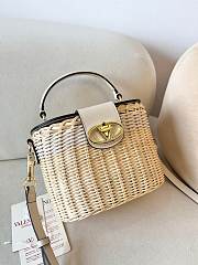 Valentino Garavani VLogo Signature Wicker Vanity Bag Natural - 19x13.5x13cm - 4