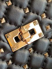 VLTN Medium Nappa Rockstud Spike Bag Black - 23x16x6.5cm - 2