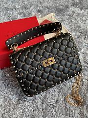 VLTN Medium Nappa Rockstud Spike Bag Black - 23x16x6.5cm - 4