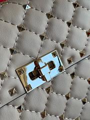 VLTN Medium Nappa Rockstud Spike Bag Beige - 23x16x6.5cm - 2