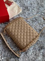 VLTN Medium Nappa Rockstud Spike Bag Beige - 23x16x6.5cm - 6