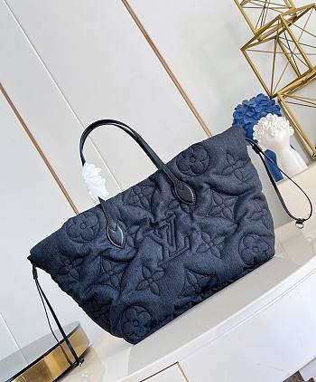 LV Ski Neverfull Inside Out MM Puffygram Nylon Black Jeans M26364 - 56x18x32cm