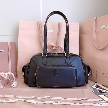 Miumiu Nappa Leather Pocket Top Handle Bag Coffee 5BB179 - 32x19x14cm