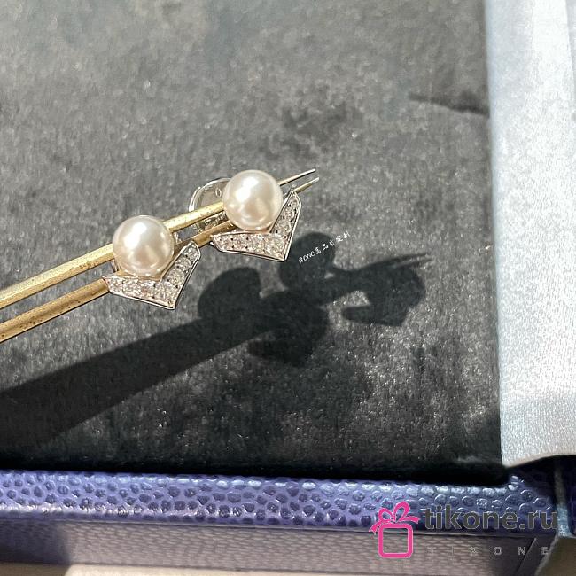 Chaumet Josephine Aigrette Earrings White Gold Pearl Diamonds 085046 - 1