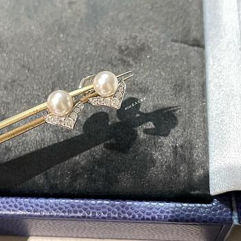 Chaumet Josephine Aigrette Earrings White Gold Pearl Diamonds 085046