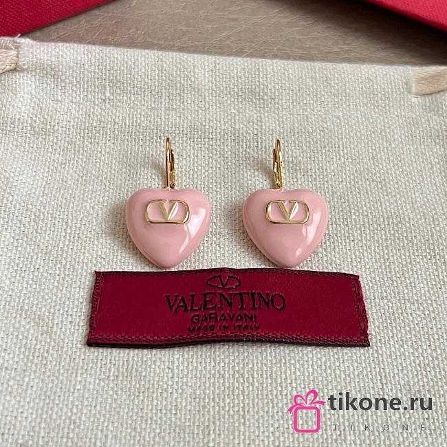 Valentino Coeur Royal Metal and Enamel Earrings Gold/Pink - 1