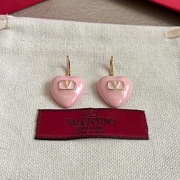 Valentino Coeur Royal Metal and Enamel Earrings Gold/Pink