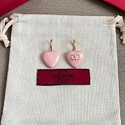 Valentino Coeur Royal Metal and Enamel Earrings Gold/Pink - 3