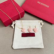 Valentino Coeur Royal Necklace and Enamel Earrings Gold/Pink - 4