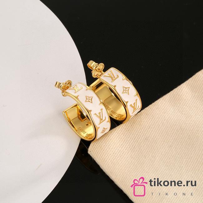 LV Nanogram Enamel Earrings White M01830  - 1