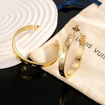 LV Nanogram Hoop Piercing Earrings Gold M00220