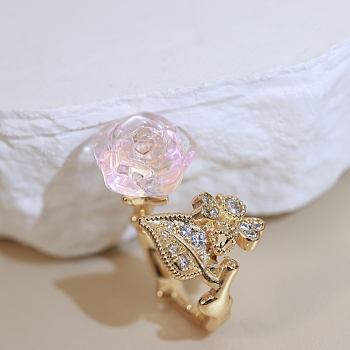 Rose Dior Pre Catelan Ring Pink Gold Diamonds and Rose Quartz