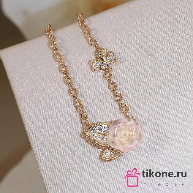 Rose Dior Pre Catelan Necklace Pink Gold Diamonds and Rose Quartz - 1