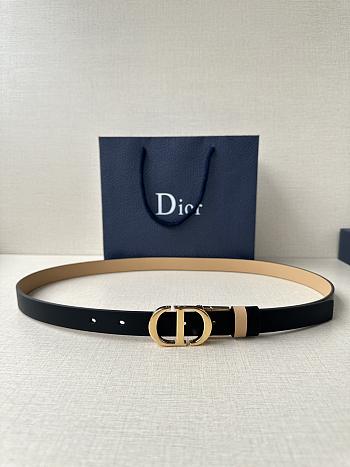 Dior 30 Montaigne Reversible Belt Black and Beige Smooth Calfskin 20mm
