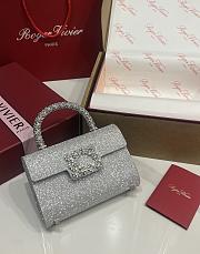 Roger Vivier Jewel Efflorescence Mini Bag in Glitter Silver - 19x12x6cm - 6