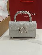 Roger Vivier Jewel Efflorescence Mini Bag in Glitter Silver - 19x12x6cm - 5