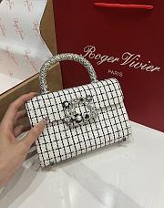 Roger Vivier Jewel Efflorescence Mini Bag in Tweed Checked White - 19x12x6cm - 1