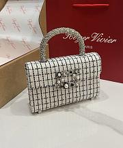 Roger Vivier Jewel Efflorescence Mini Bag in Tweed Checked White - 19x12x6cm - 3