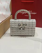 Roger Vivier Jewel Efflorescence Mini Bag in Tweed Checked White - 19x12x6cm - 5