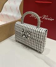 Roger Vivier Jewel Efflorescence Mini Bag in Tweed Checked White - 19x12x6cm - 2