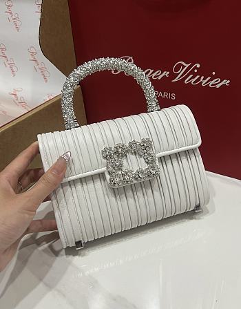 Roger Vivier Jewel Efflorescence Mini Bag in Leather White - 19x12x6cm
