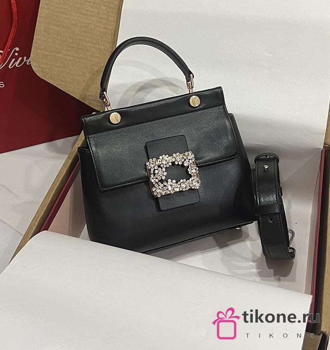 Roger Vivier Cabas Efflorescence Mini Bag in Leather Black - 21.5x17x8cm - 1