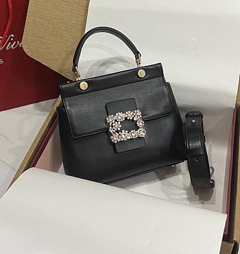 Roger Vivier Cabas Efflorescence Mini Bag in Leather Black - 21.5x17x8cm