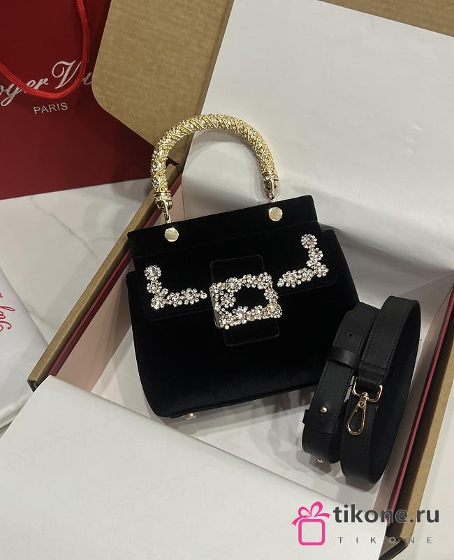 Roger Vivier Cabas Jewel Efflorescence Mini Bag in Velvet Black - 19x12x6cm - 1