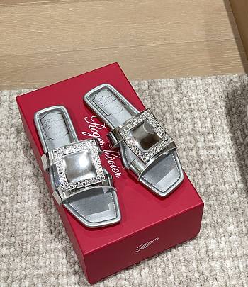 Roger Vivier Viv' By The Sea Mules In Leather Silver 