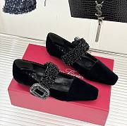 Roger Vivier Belle Vivier Mary Janes In Velvet Black - 1