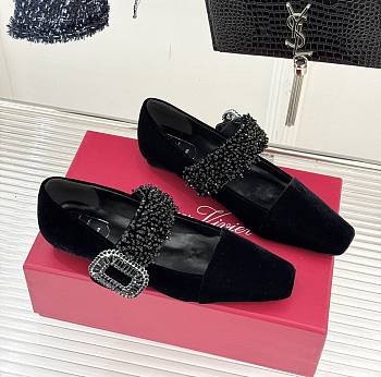 Roger Vivier Belle Vivier Mary Janes In Velvet Black