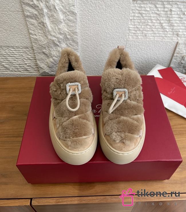 Roger Vivier Viv' Up Sneakers In Suede Beige - 1