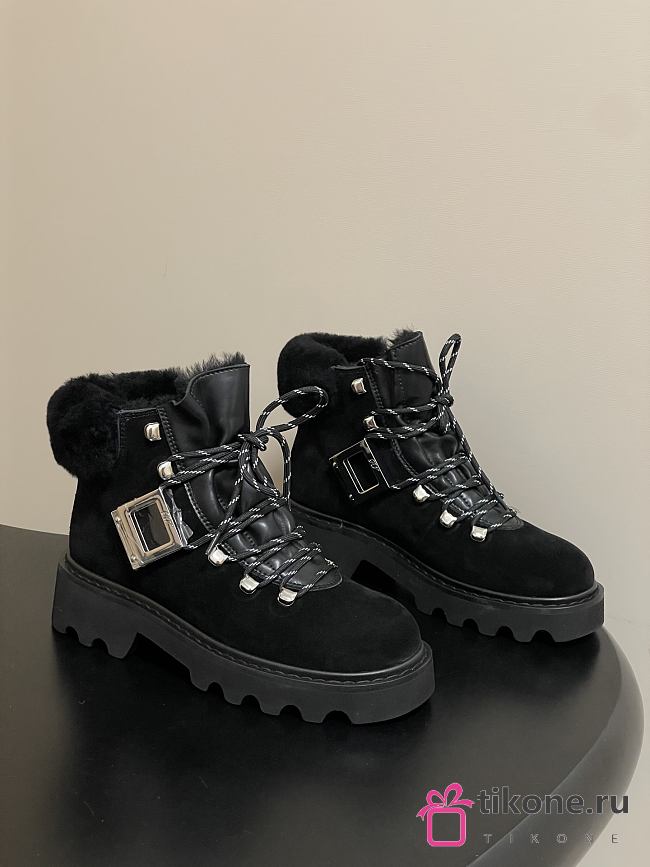 Roger Vivier Viv' Rangers Truck Booties in Suede Black - 1