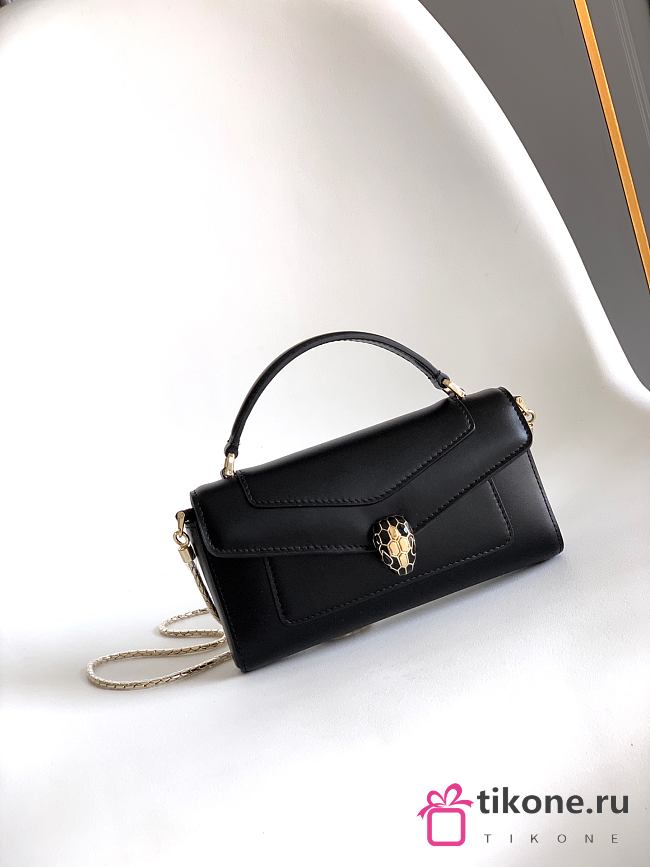 Bvlgari Serpenti Forever Phone Case In Black Calf Leather - 19x10x3.5cm - 1