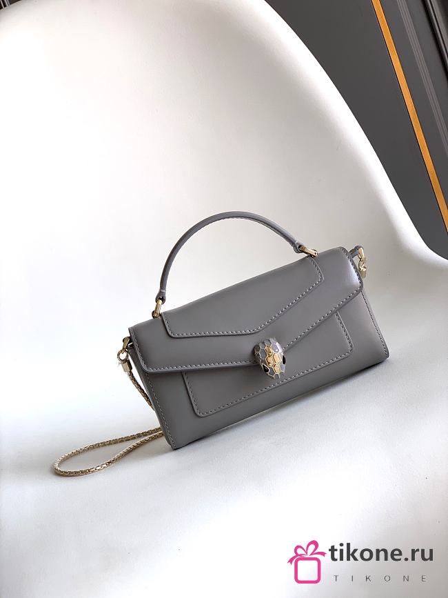 Bvlgari Serpenti Forever Phone Case In Gray Calf Leather - 19x10x3.5cm - 1