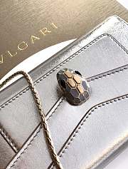 Bvlgari Serpenti Forever Phone Case In Silver Striated Calf Leather - 19x10x3.5cm - 2